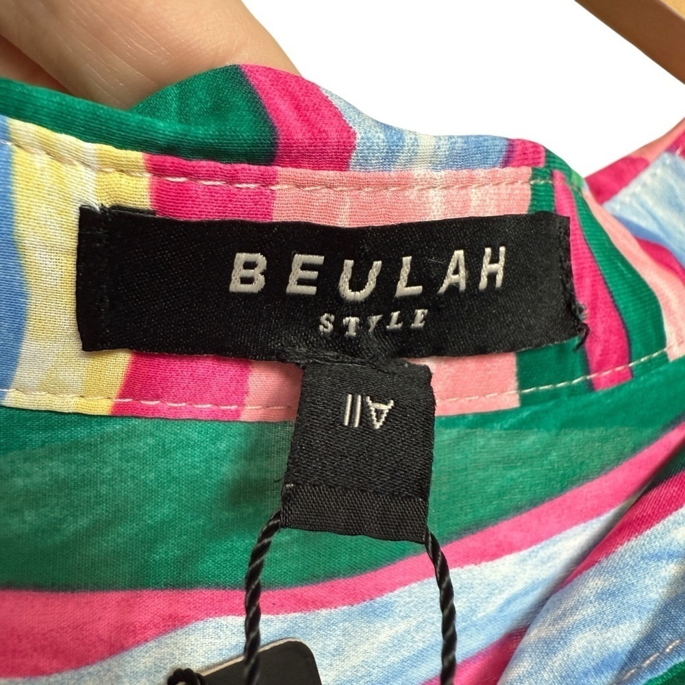 Beulah Women's Multicolor Striped Tunic Dress O/S 3/4 Sleeve Silk Blend Casual - Picture 5 of 9